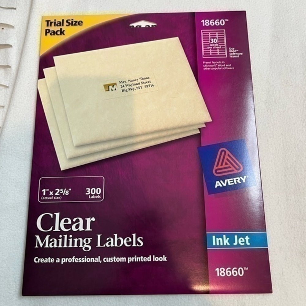 Avery | clear mailing lables